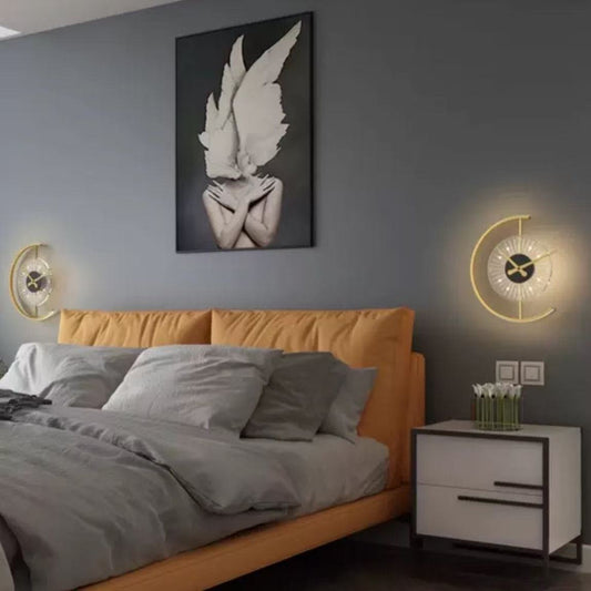 Nordic Gold Clock Wall Lamp