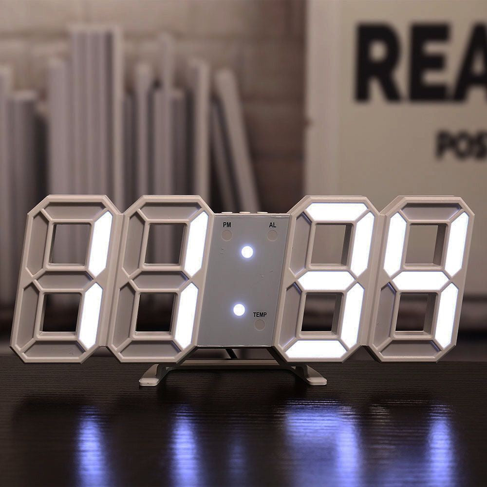 USB Rechargeable 3D LED Digital Wall Clock