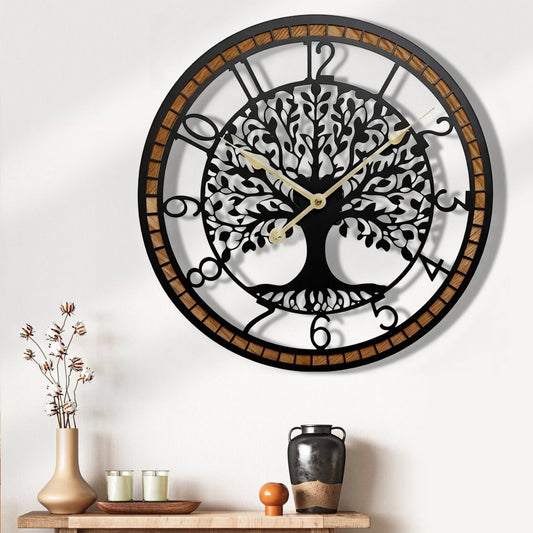 18” Metal & Wood Wall Clock