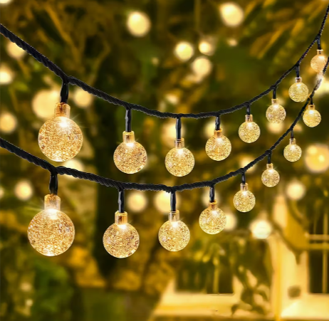 Solar Outdoor Globe String Lights