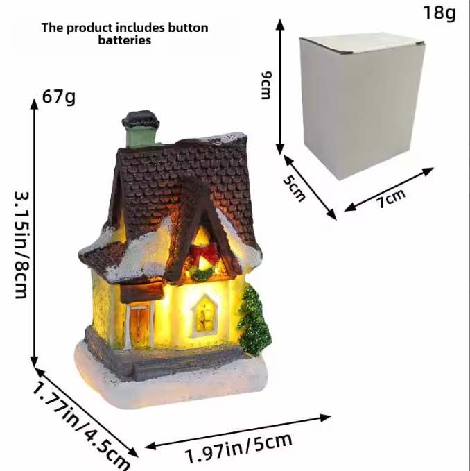 Resin Light-Up Christmas Cabin Figurine