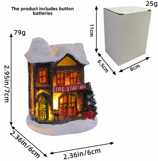 Resin Light-Up Christmas Cabin Figurine