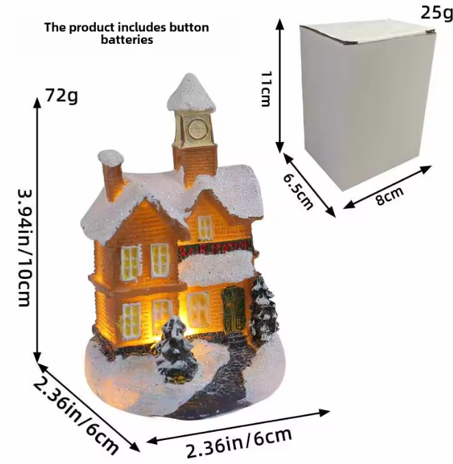 Resin Light-Up Christmas Cabin Figurine