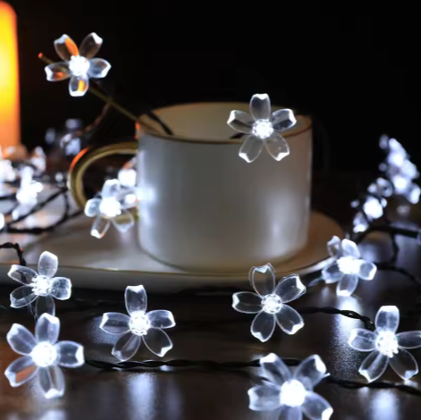 12M Solar Cherry Blossom LED String Lights