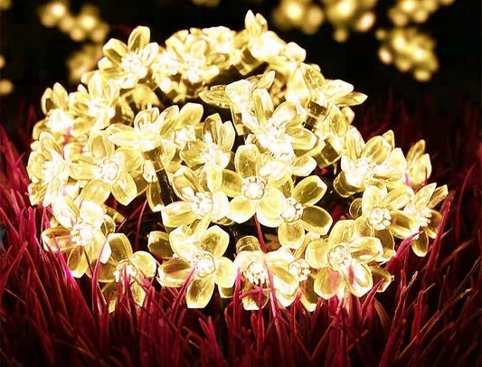12M Solar Cherry Blossom LED String Lights