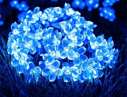 12M Solar Cherry Blossom LED String Lights