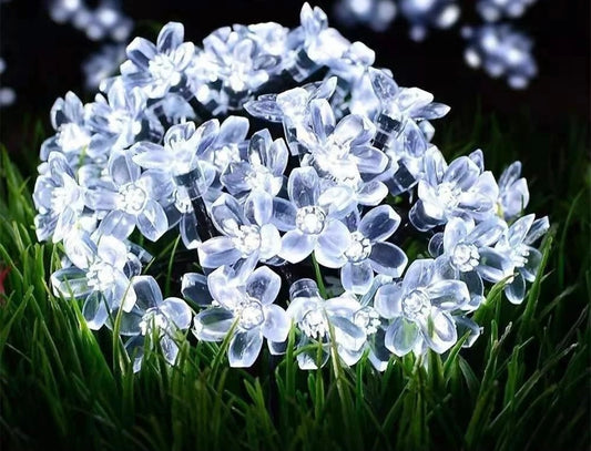 12M Solar Cherry Blossom LED String Lights