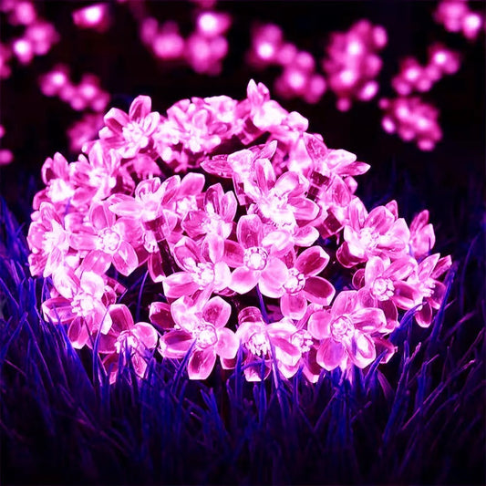 12M Solar Cherry Blossom LED String Lights