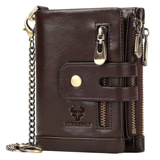 Leather: RFID Bifold Zipper Wallet