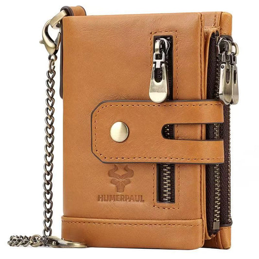 Leather: RFID Bifold Zipper Wallet