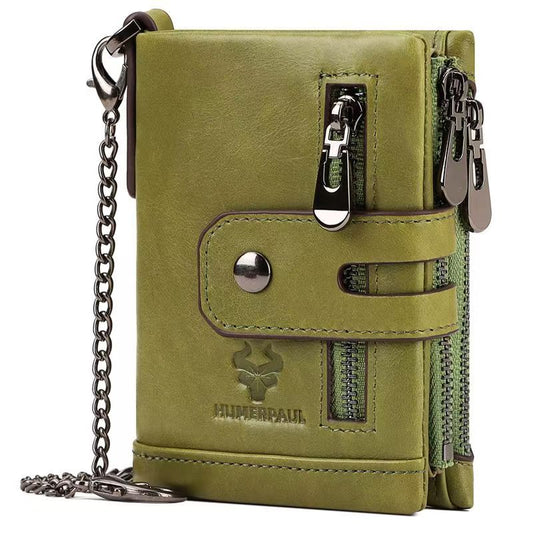 Leather: RFID Bifold Zipper Wallet