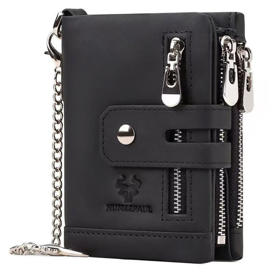 Leather: RFID Bifold Zipper Wallet