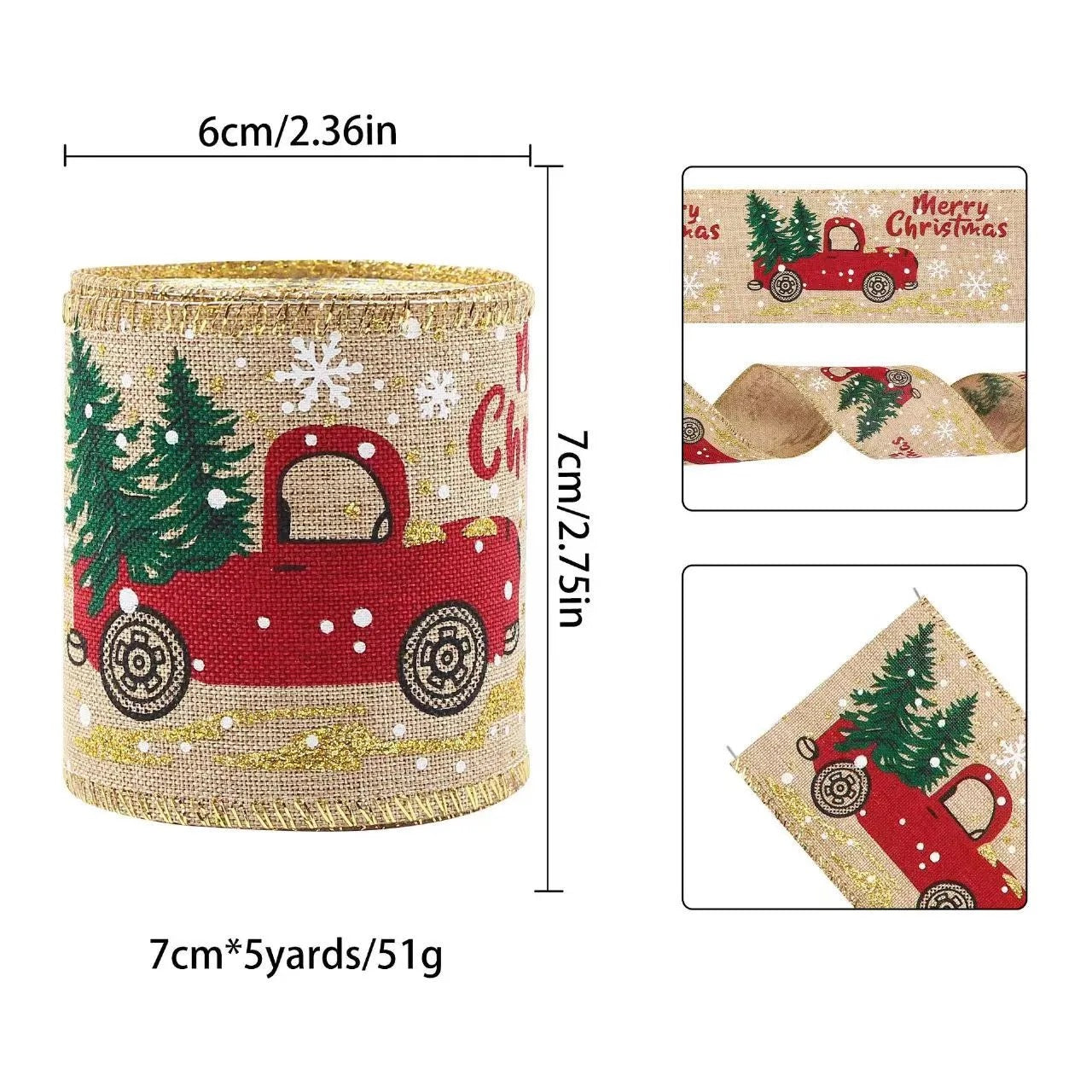 Christmas Wired Burlap Ribbon