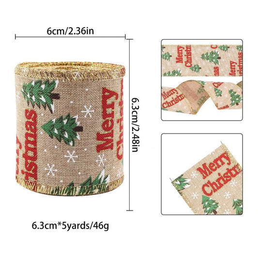 Christmas Wired Burlap Ribbon