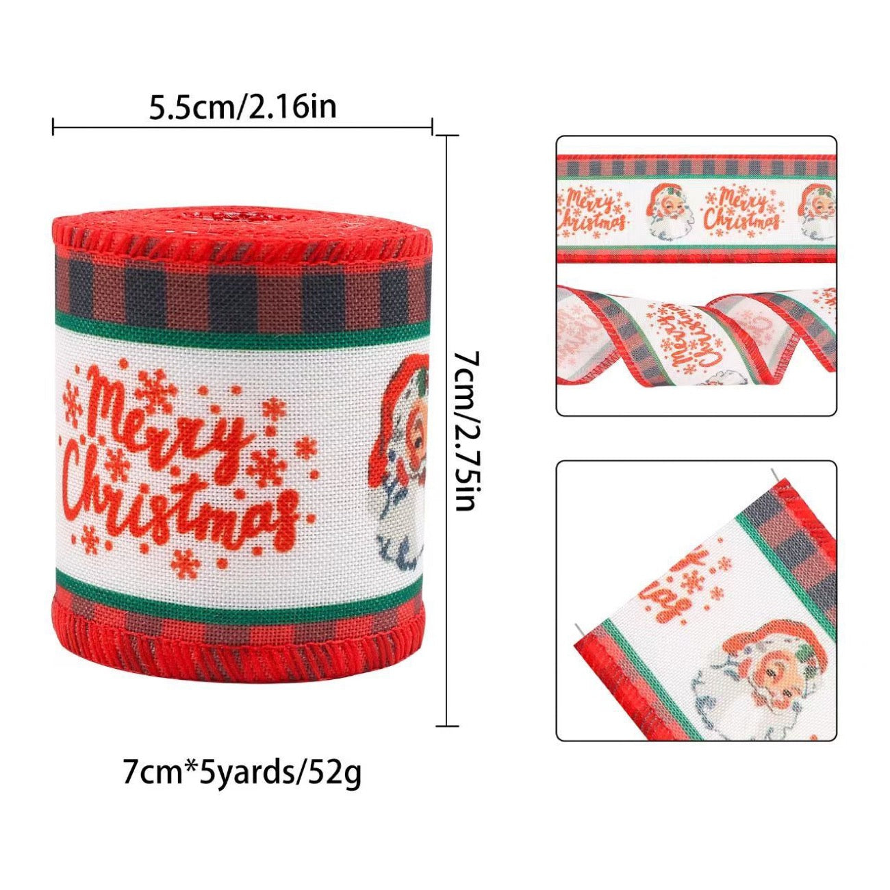 Christmas Wired Burlap Ribbon