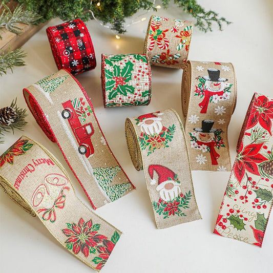 Christmas Wired Burlap Ribbon