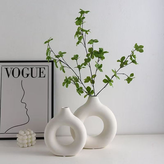 Set of 3 White Ceramic Vases
