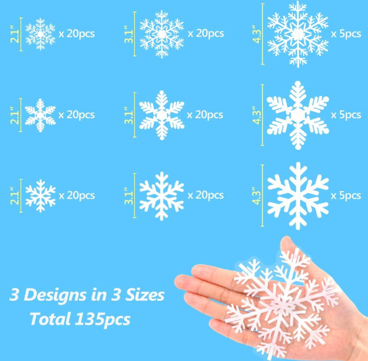 135Pcs Snowflake Window Clings