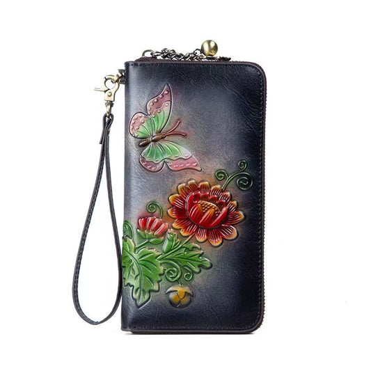 Embossed Vegan Leather Wristlet