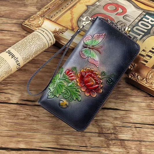 Embossed Vegan Leather Wristlet