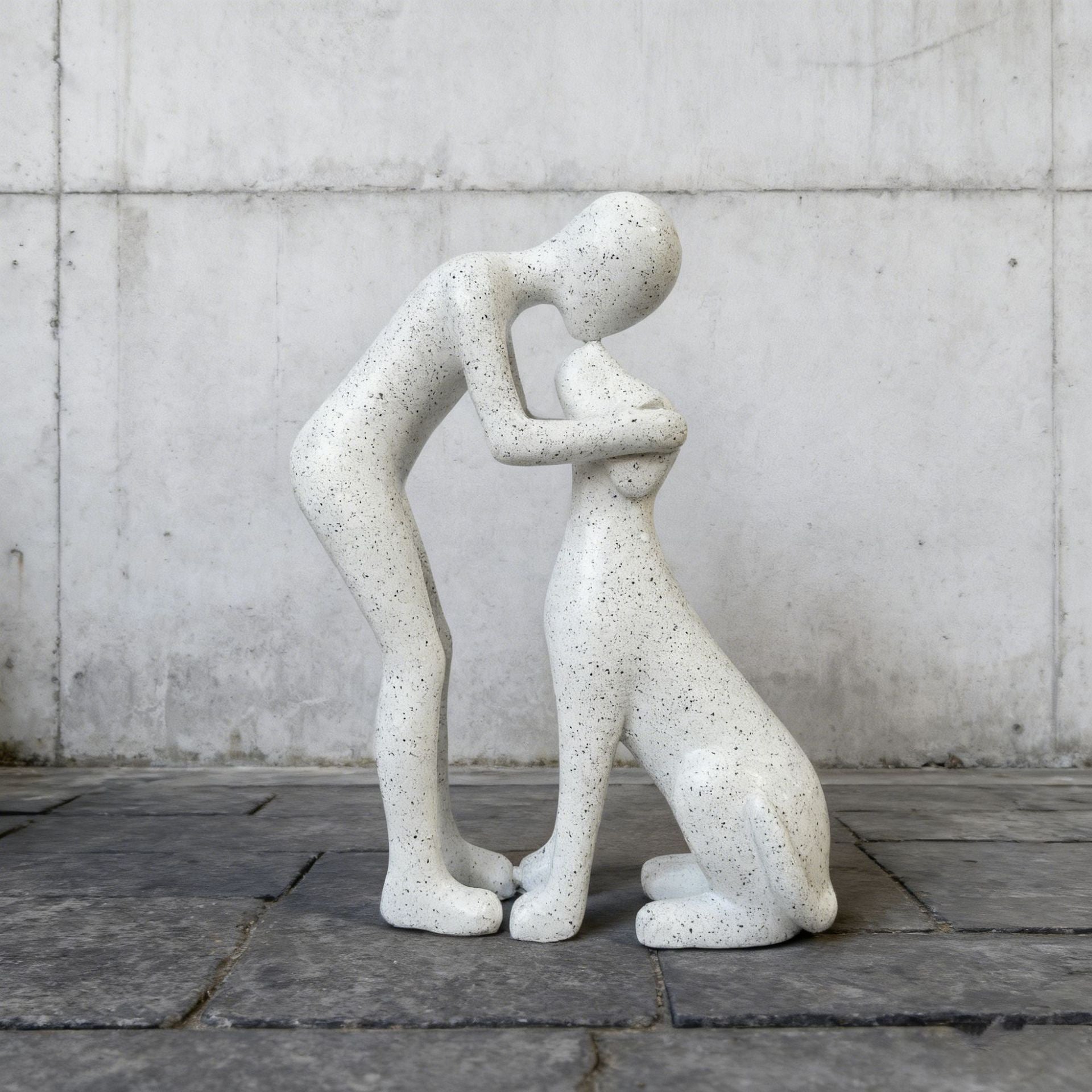 Cute Man & Dog Sculpture