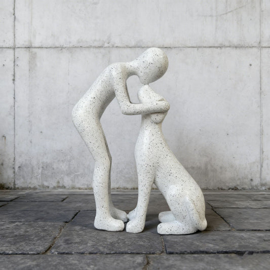 Cute Man & Dog Sculpture