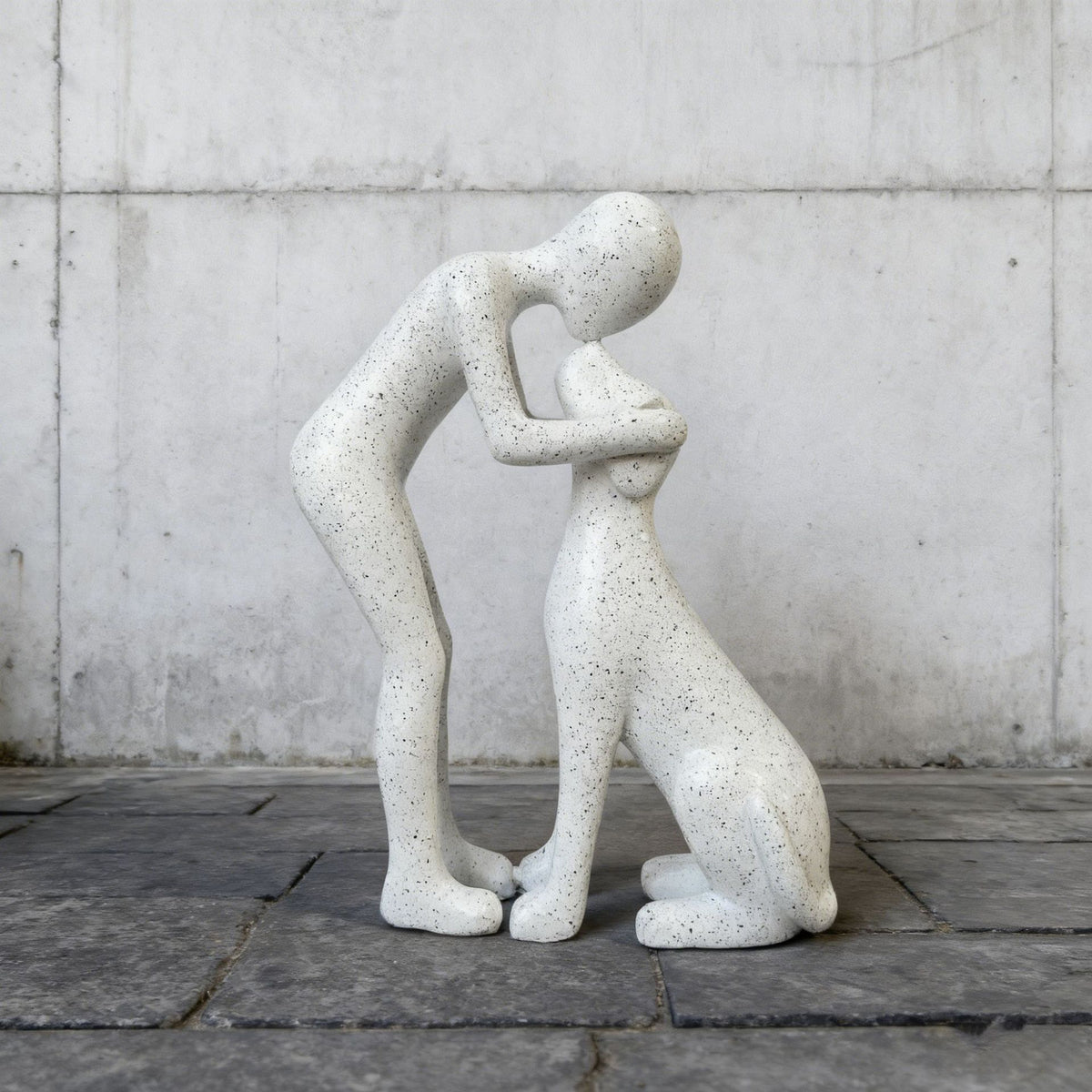 Cute Man & Dog Sculpture