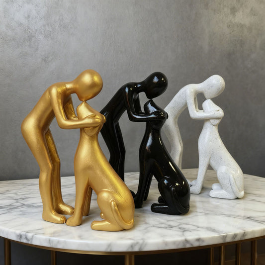 Cute Man & Dog Sculpture