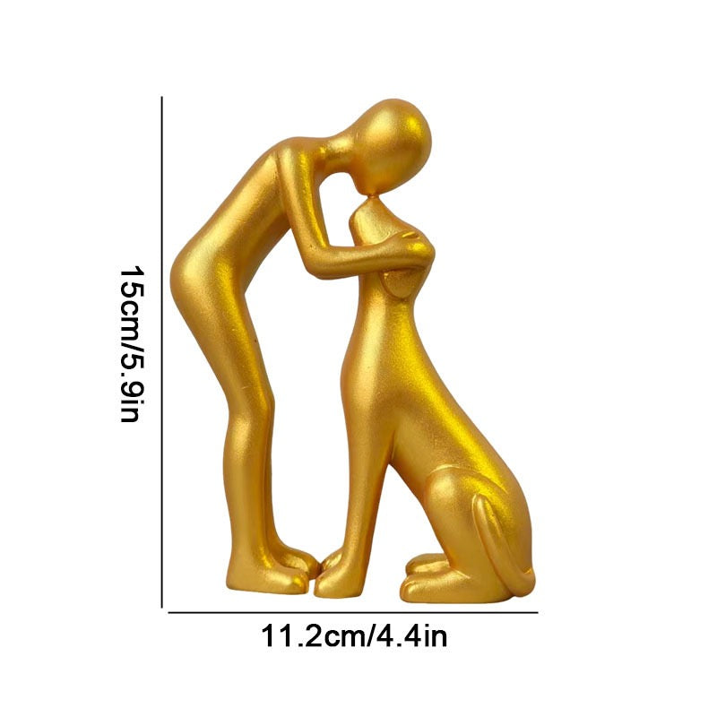 Cute Man & Dog Sculpture