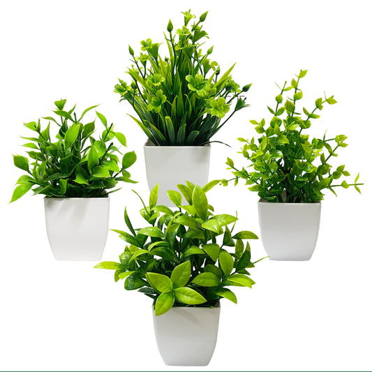 4 Pack Mini Faux Greenery Potted Plants