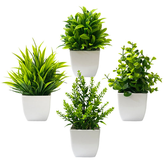 4 Pack Mini Faux Greenery Potted Plants