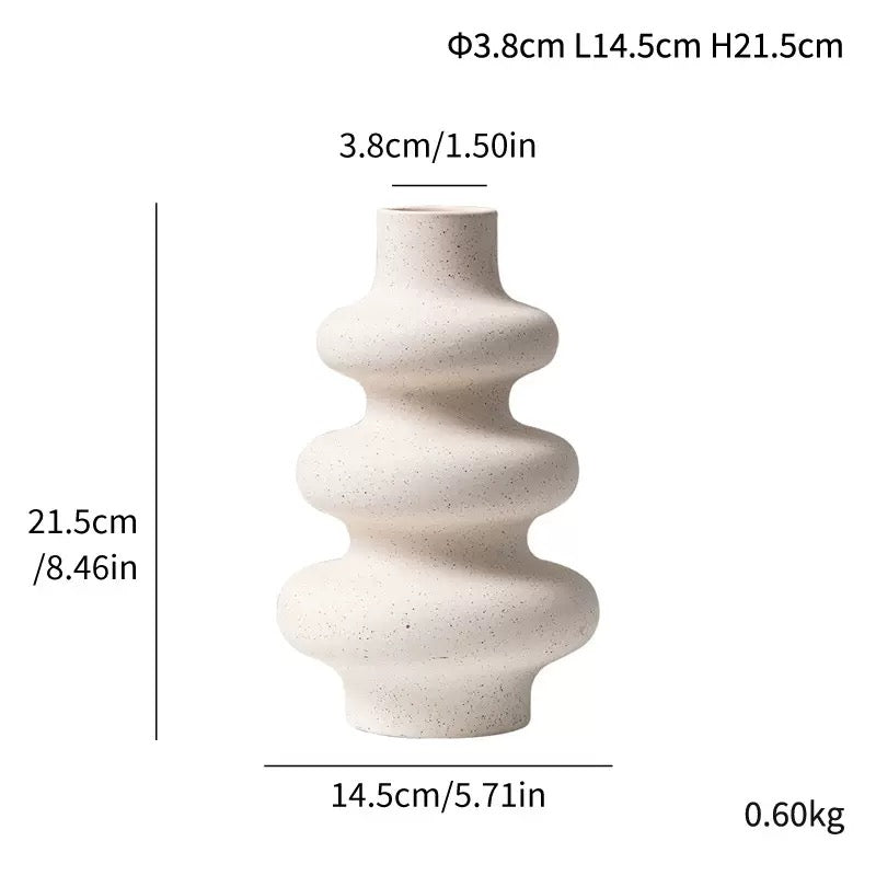 2pc Off-White Round Ceramic Vase Set