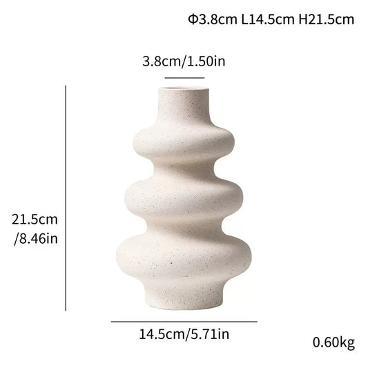 2pc Off-White Round Ceramic Vase Set