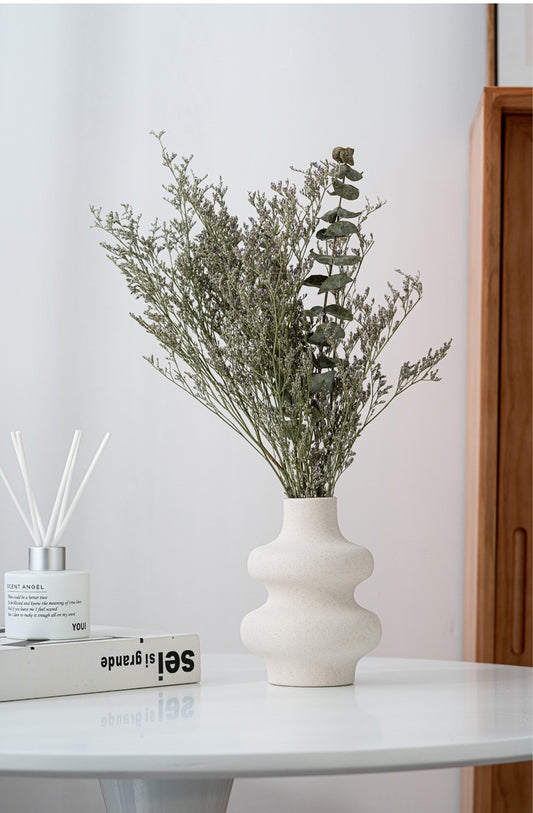 2pc Off-White Round Ceramic Vase Set
