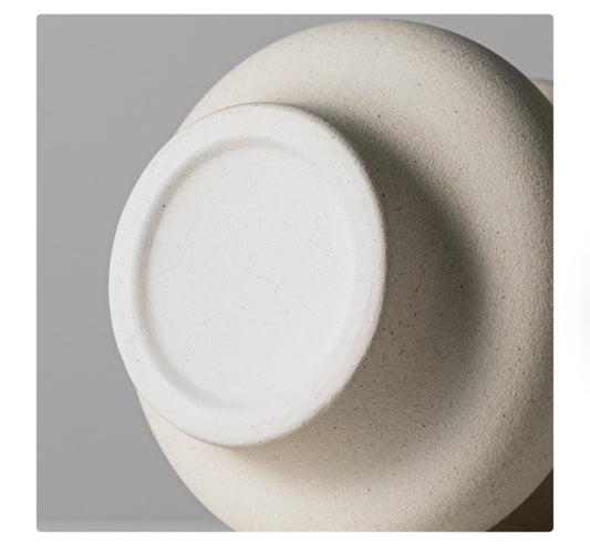 2pc Off-White Round Ceramic Vase Set