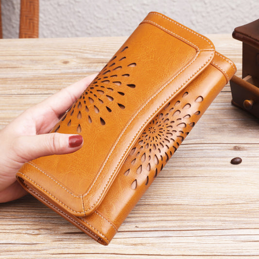 Sunflower RFID Leather Clutch