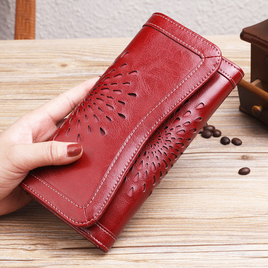 Sunflower RFID Leather Clutch