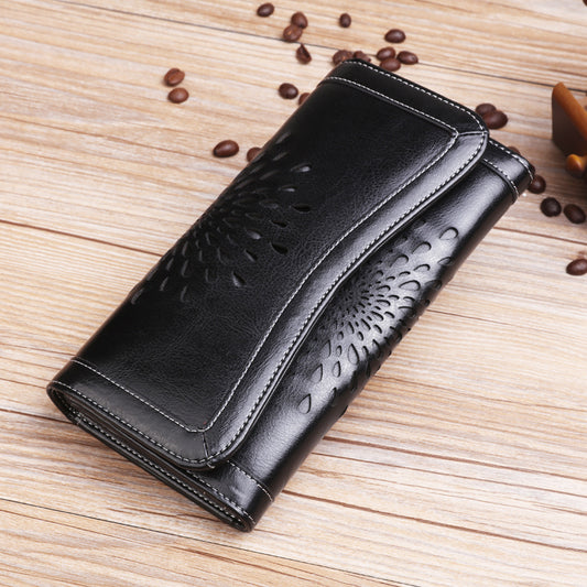 Sunflower RFID Leather Clutch