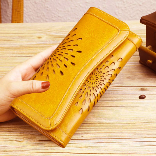 Sunflower RFID Leather Clutch