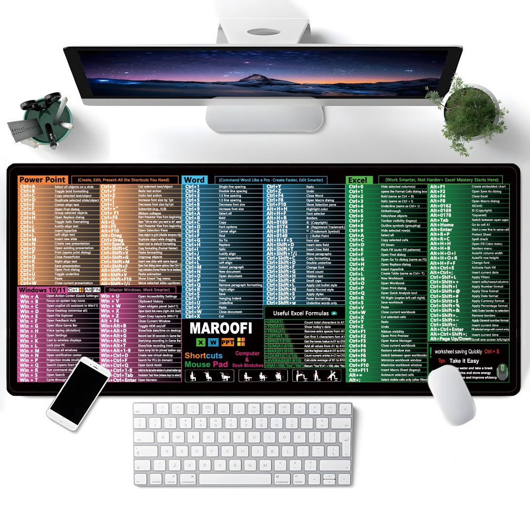 Extra-Large Shortcut Keys Mouse Pad