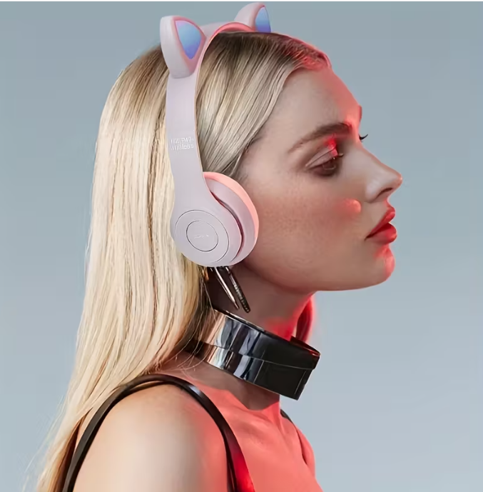 Anime Cartoon Cat Ear Wireless LED Headphones