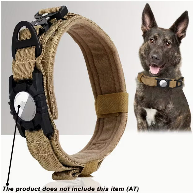 Tactical Nylon Dog Collar with GPS Holder