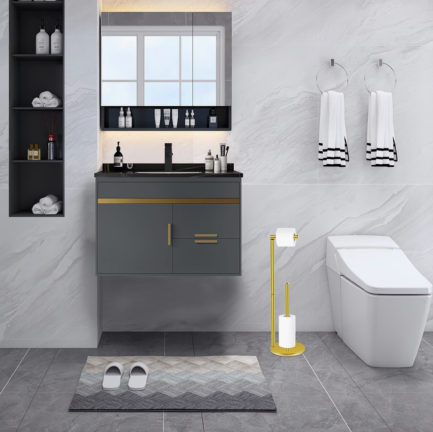 Stainless Gold Freestanding Toilet Paper Holder