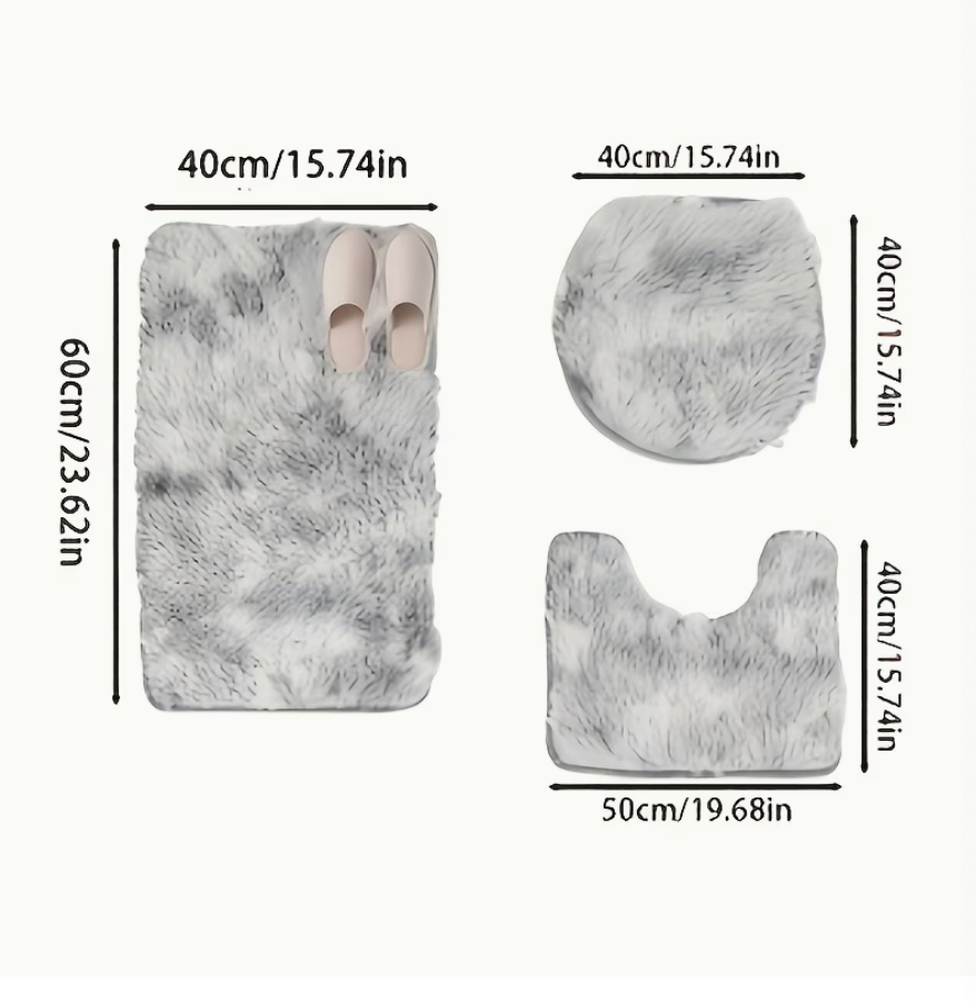 3pcs Plush Bathroom Rug Set – Non-Slip & Warm