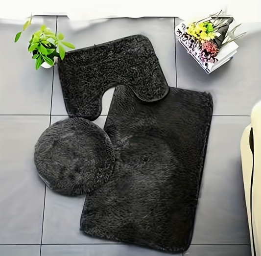 3pcs Plush Bathroom Rug Set