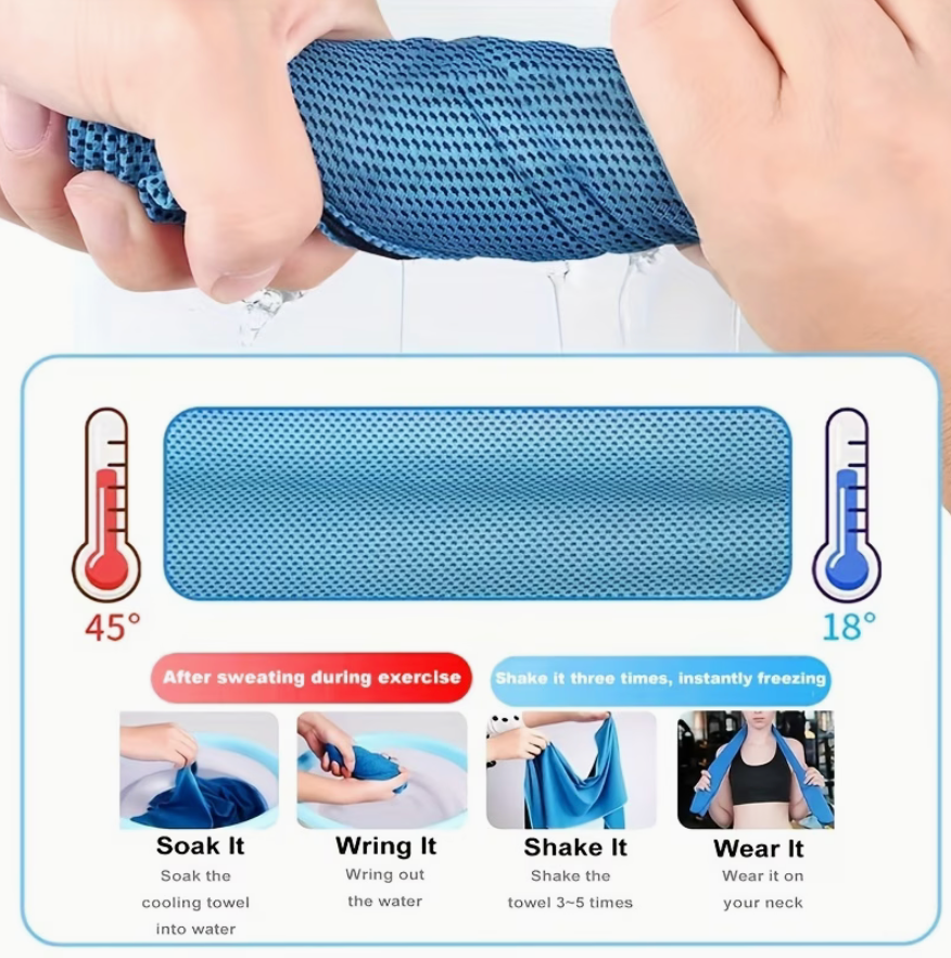 Quick-Dry Cooling Sports Towel with Cold Core Technology