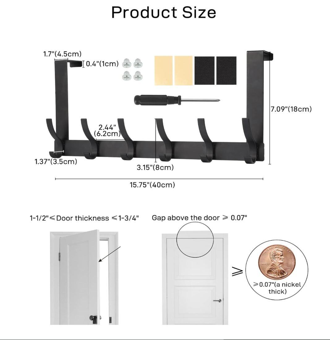 6-Hook Over-the-Door Rack