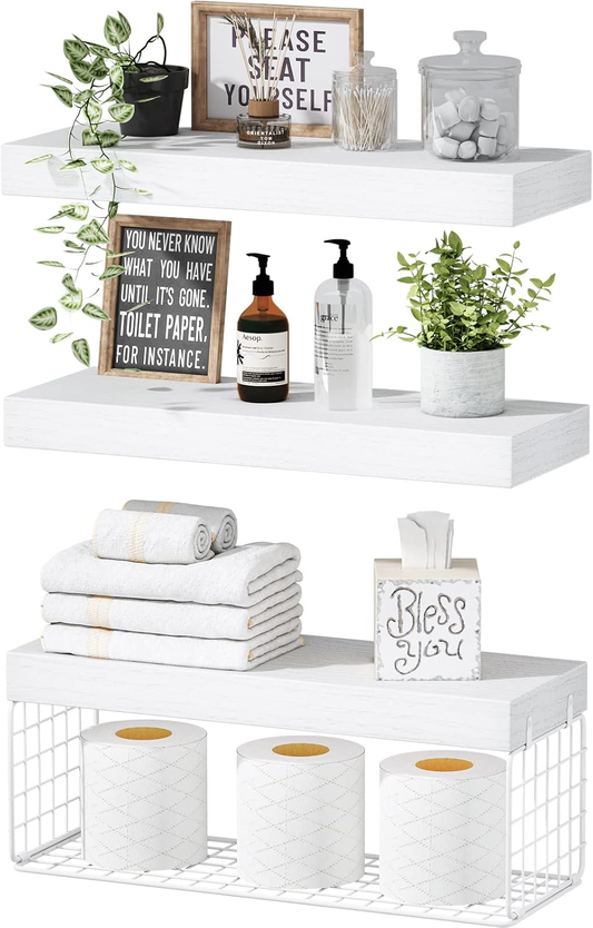 16" Bathroom Floating Shelves (Set of 3)