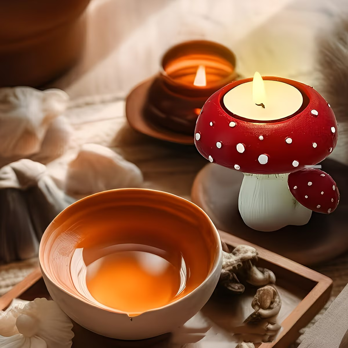 Mushroom Candle Holder Home Decor