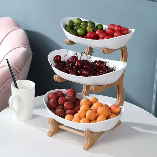 3-Tier Wooden Fruit & Vegetable Basket with Legs